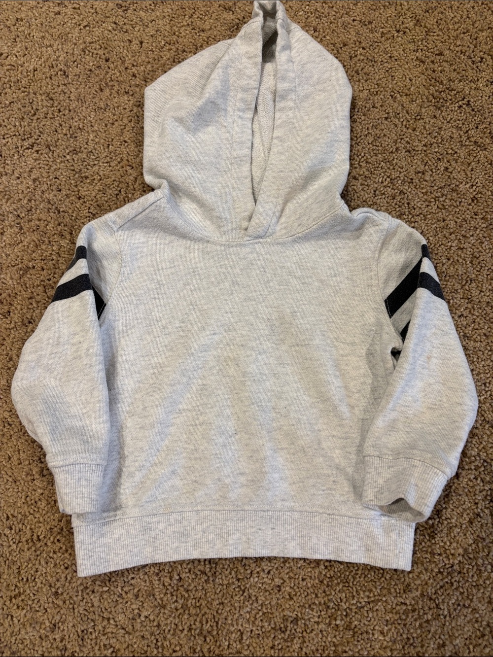 Janie and Jack Heather Gray Hoodie with Black Sleeve Stripes